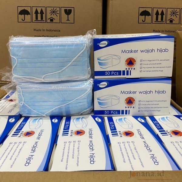 Masker headloop Hijab / Masker Import Hijab Biru