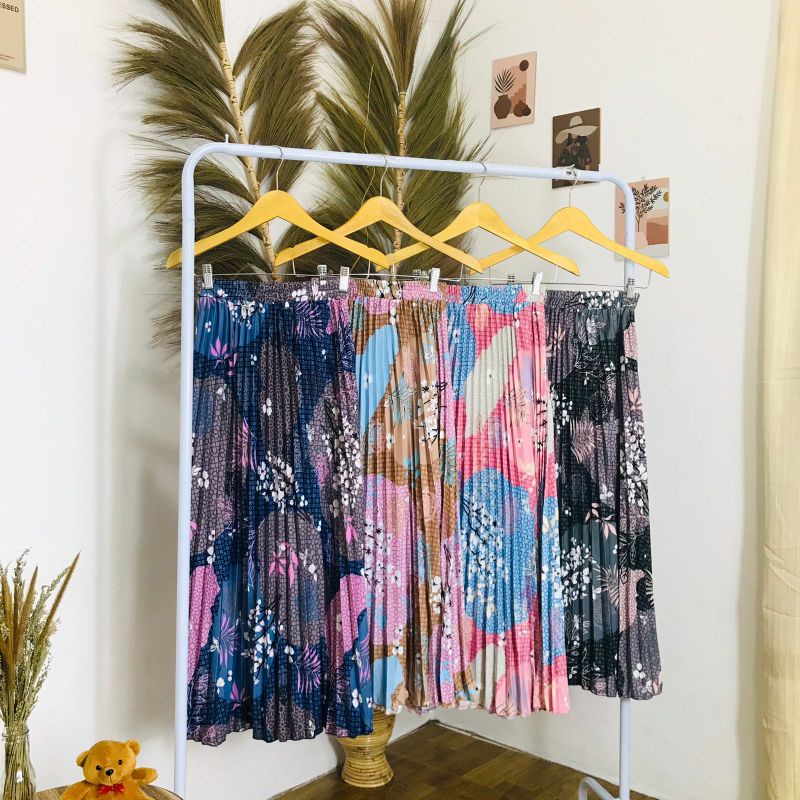 ROK PLISKET MOTIF TERBARU/ ROK MOTIF BUNGA DELI &amp; MOTIF BUNGA SAKURA KEKINIAN