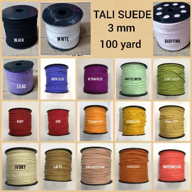 TALI SUEDE / TALI BELUDRU / BAHAN GELANG / BAHAN DEKOR  3 mm