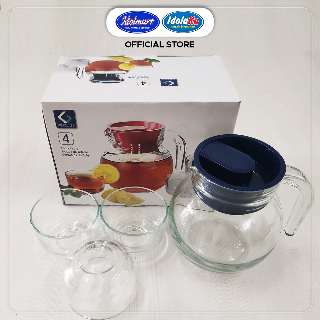 IDOLAKU Pitcher Teko Set Bulat / Drink Set Kimglass isi 4 pcs / Teko Bulat dan gelas - Semarang