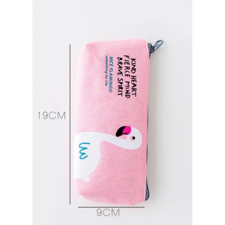 Dompet Koin dan Tempat Pensil unik untuk alat makeup  alat tulis bahan Kanvas MOTIF Nice Flamingo