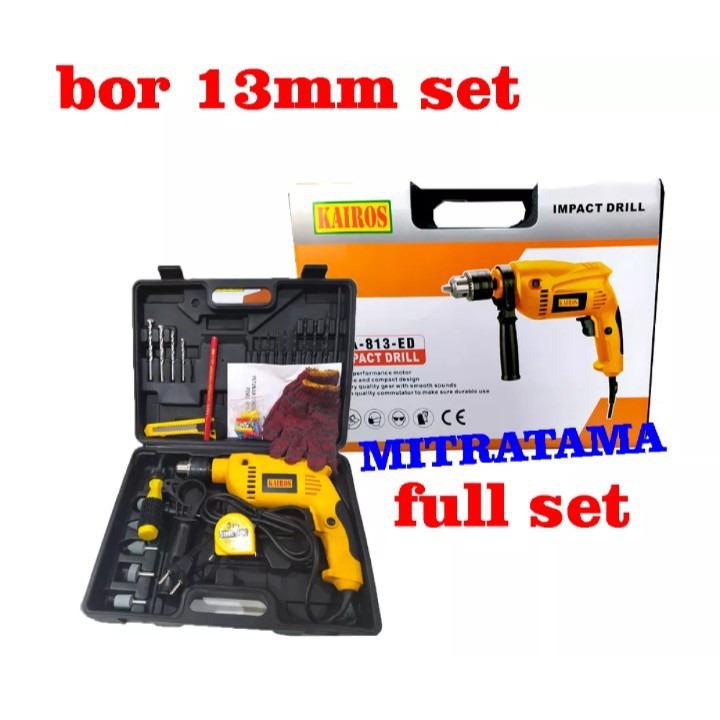 BOR KOPER 13MM SET FULL MATA BOR SIAP PAKAI BISA DRILL PUTARAN 2 ARAH KECEPATAN VARIABLE RYU/KAIROS