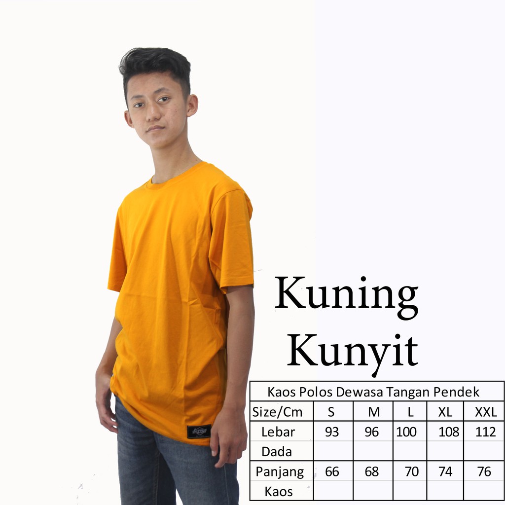 KAOS POLOS  COWOK DEWASA KUNING KUNYIT