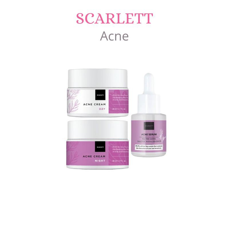 [COD] PAKET 3in1 SCARLETT WHITENING ACNE SERIES Scarlett Acne Serum + Scarlett Acne Day &amp; Night