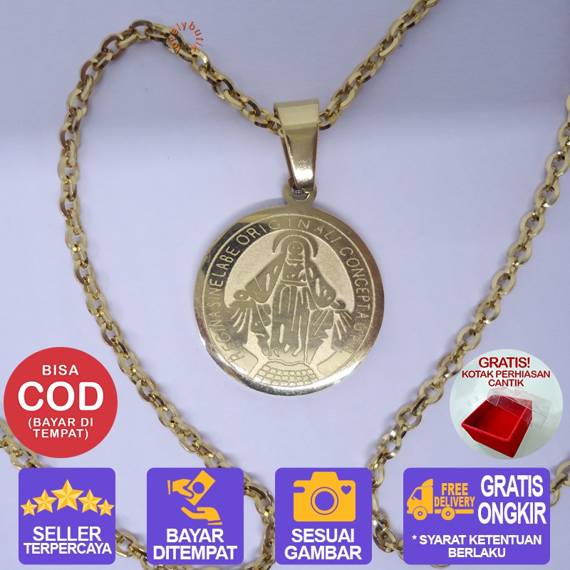 Lovelybutik Kalung Titanium Anti Karat / Maria Kalung Titanium Wanita Uk 45 BONUS KOTAK PERHIASAN