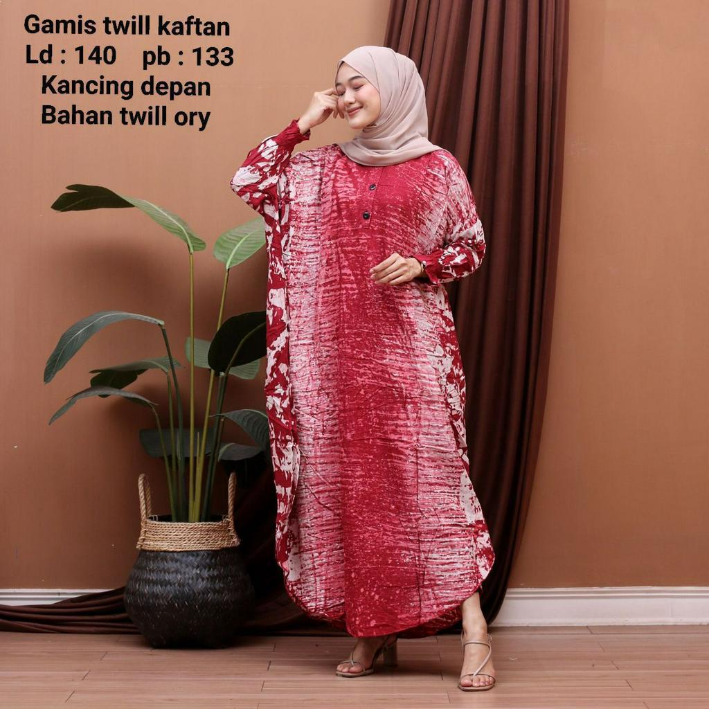 GAMIS TWILL KAFTAN SUPER JUMBO LD 144 PB 130 KANCING DEPAN BAHAN TWILL ORY BERKUALITAS.