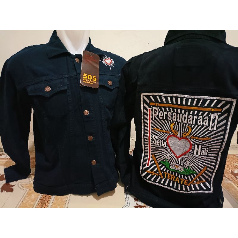 jaket levis PSHT-JAKET LEVIS PSHT TERKEREN TERLARIS BORDIR KOMPUTER HITAM BORDIR MOTIF LAMBANG SH TE