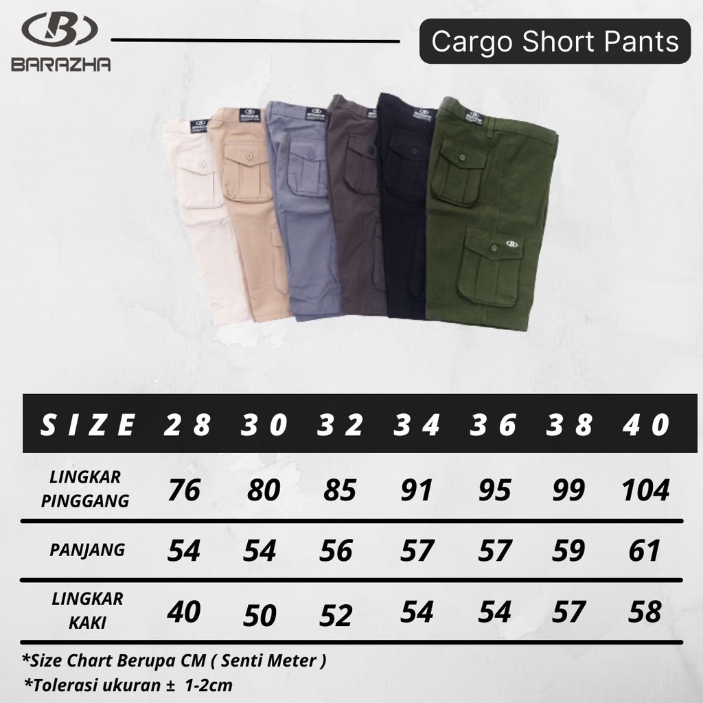 Celana Cargo Pendek Pria 28-40 Barazha