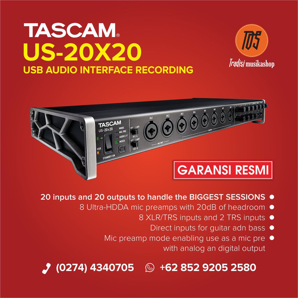 TASCAM オーディオMIDIインターフェース US-20x20-