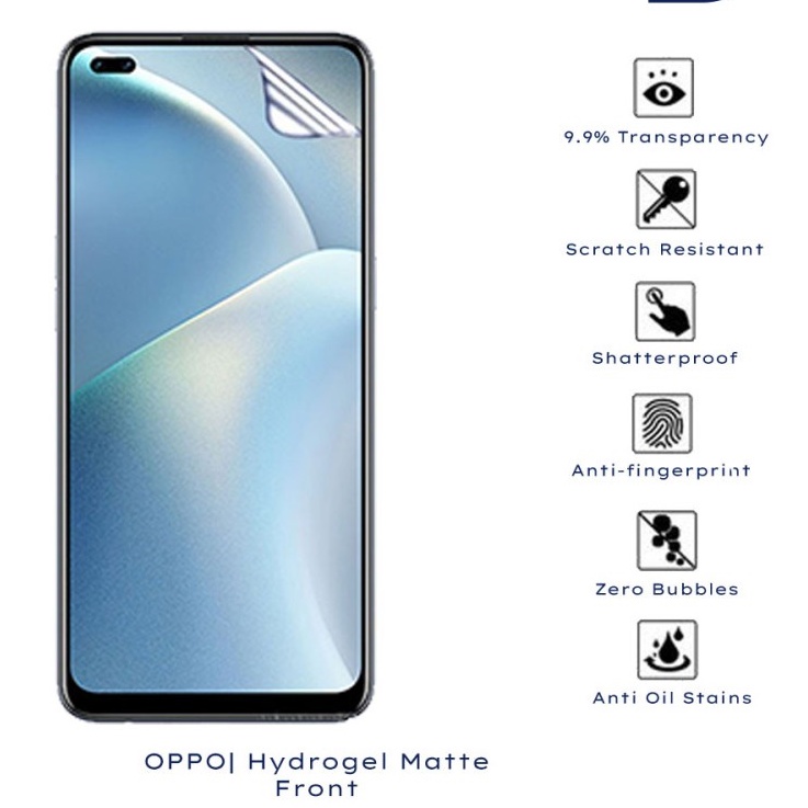 OPPO RENO 5F RENO 5 RENO 5 5G RENO 4 RENO 4F RENO 4 PRO ANTI GORES HYDROGEL MATTE FRONT ANTI MINYAK BAGIAN DEPAN SCREEN GUARD JELL PELINDUNG LAYAR FULL PRESISI