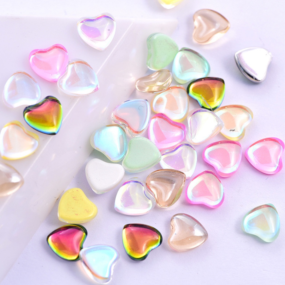 MXBEAUTY 10pcs/lot 3D Nail Art Rhinestones Peach Heart DIY Ornaments Heart-ShapedJewelry Charms Flat Diamond Manicure Accessories Fashion Glass Nail Art Decoration