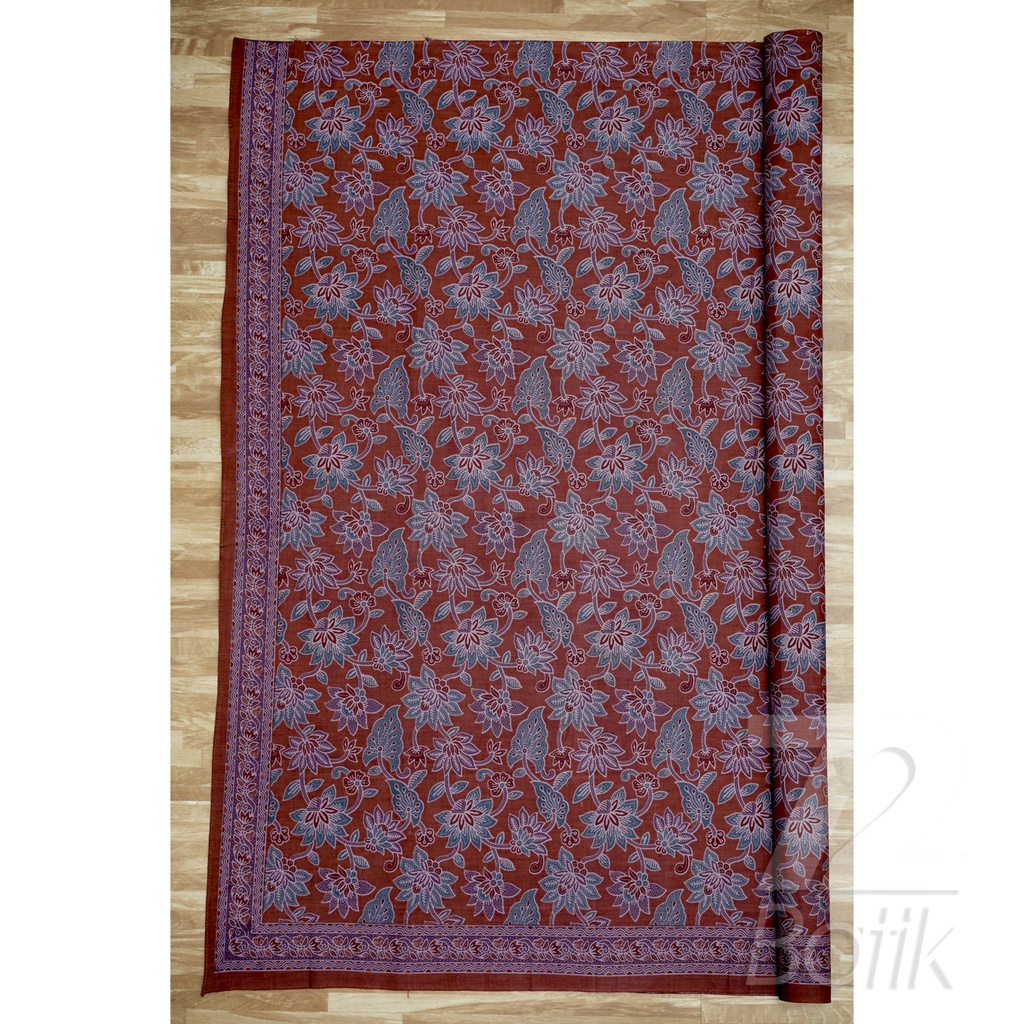 BAHAN BATIK PREMIUM Katun Motif Kembang Taman Warna Coklat Tua 726933 Cap 72 Jarik Jarit Samping Kebat Panjang Batik Katun Modern Premium Bahan Seragam Batik Pernikahan Kantor Keluarga Murah Kamen Jadi Batik Bali Lembaran