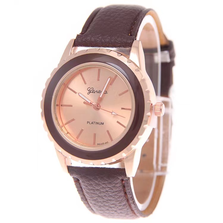 Jam Tangan Strap Kulit Quartz Romawi  Gaya Korea Untuk Wanita Import Fashion Watches-33-4 #7 Cokelat