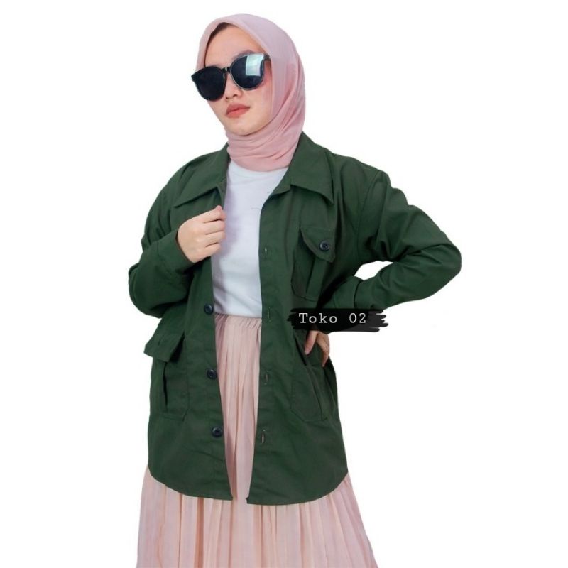 Adams Jaket Army - Jaket Semi Parka Canvas Army