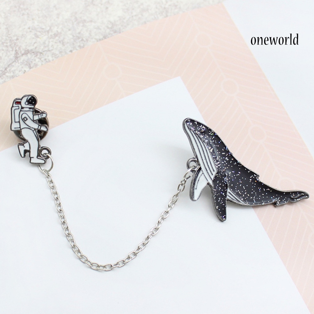 OW@ Unisex Astronaut Whale Enamel Badge Lapel Brooch Pin Clothing Collar Jewelry