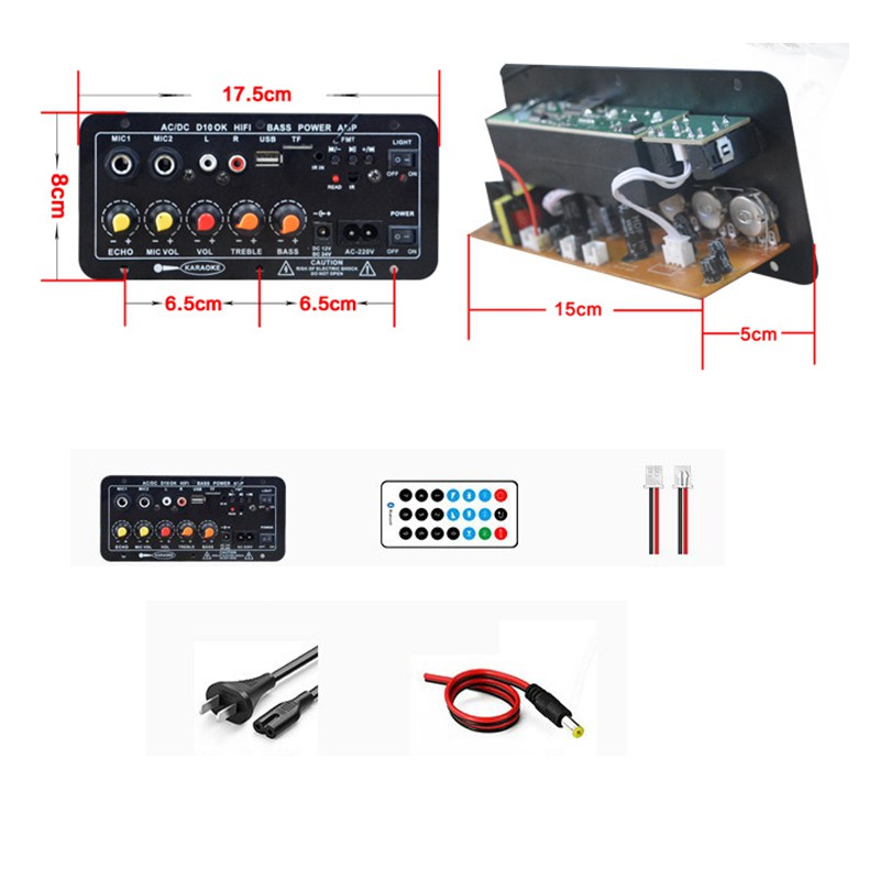 10 inci Amplifier Board Audio Bluetooth USB FM Radio TF Player Subwoofer 30W taffstudio amplifier AW-322