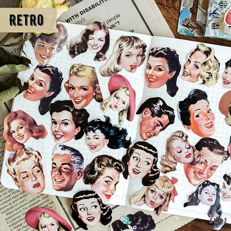 

Retro Portrait Sticker Piece - Stiker Gaya Retro / Jadul