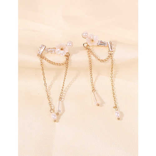 LRC Anting Tusuk Fashion Gold Color Alloy Resin Flower P28823