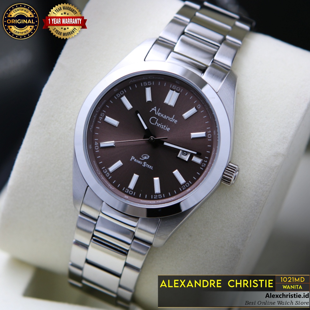 New 2021 Jam Alexander Christie Wanita 1021MD Silver Brown Original - Simpel Cantik Elegan