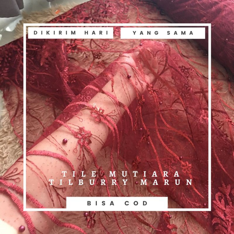 Kain Tile Mutiara Tilburry Warna Merah Marun