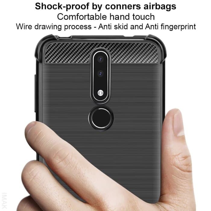 Nokia 3.1 Plus Soft Case Brushed Carbon Anti Knock - Hitam