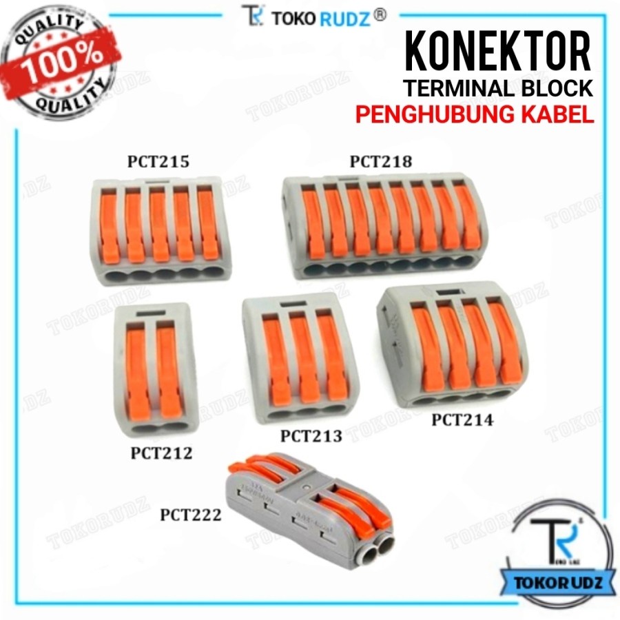 Terminal Konektor Kabel PCT 212 213 214 215 218 222 Sambung Kabel Listrik 2 3 4 5 8 Pin