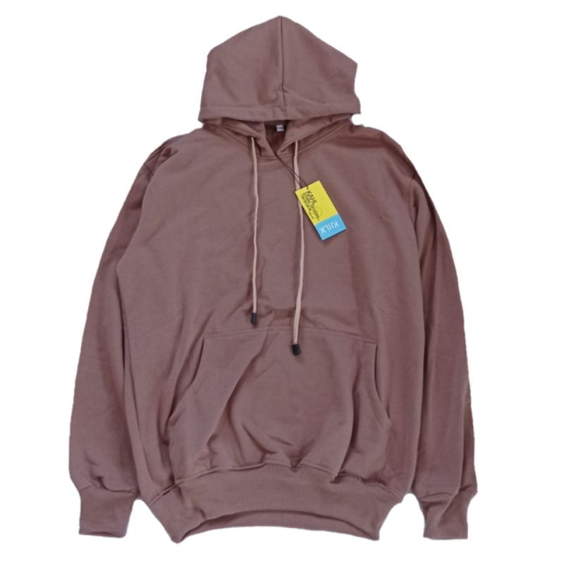 (BISA COD) Jaket jumper hoodie polos pria wanita-Mocca