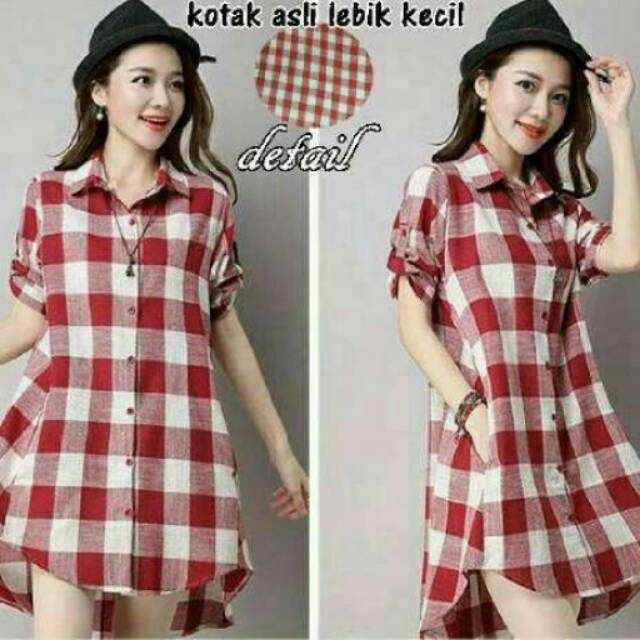 Baju wanita hem kotak