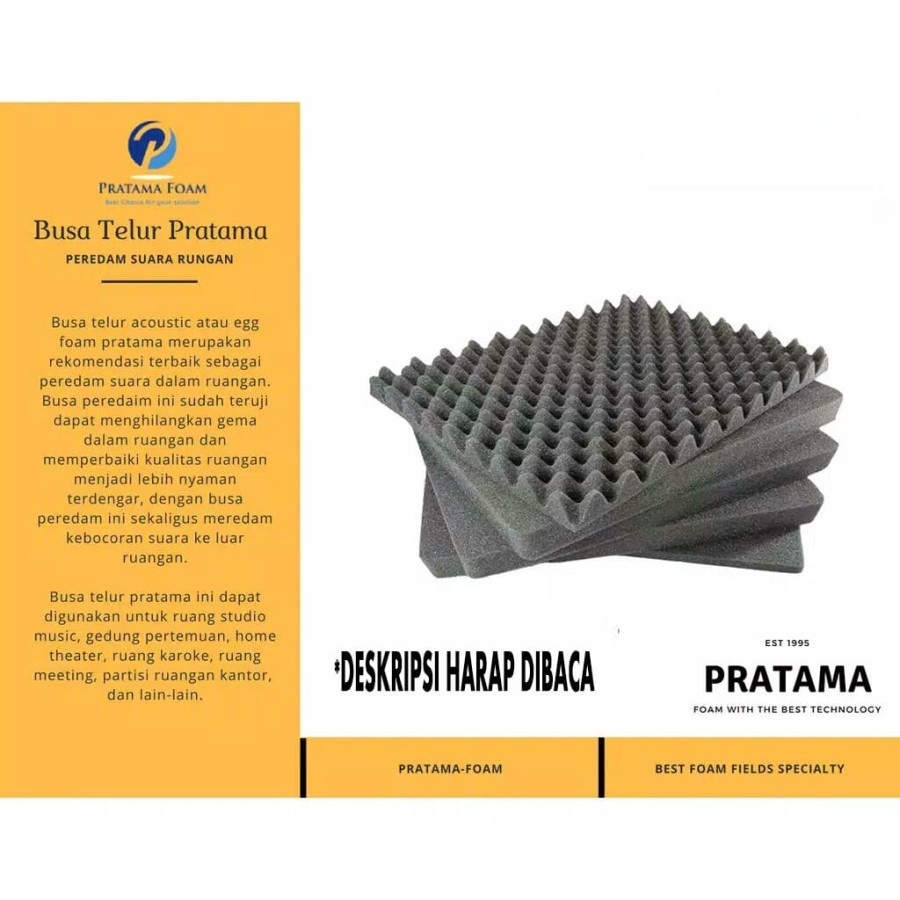 PAKET 10 Lembar Busa Peredam Suara Model Telur Ukuran 200x100x3,7cm Termurah