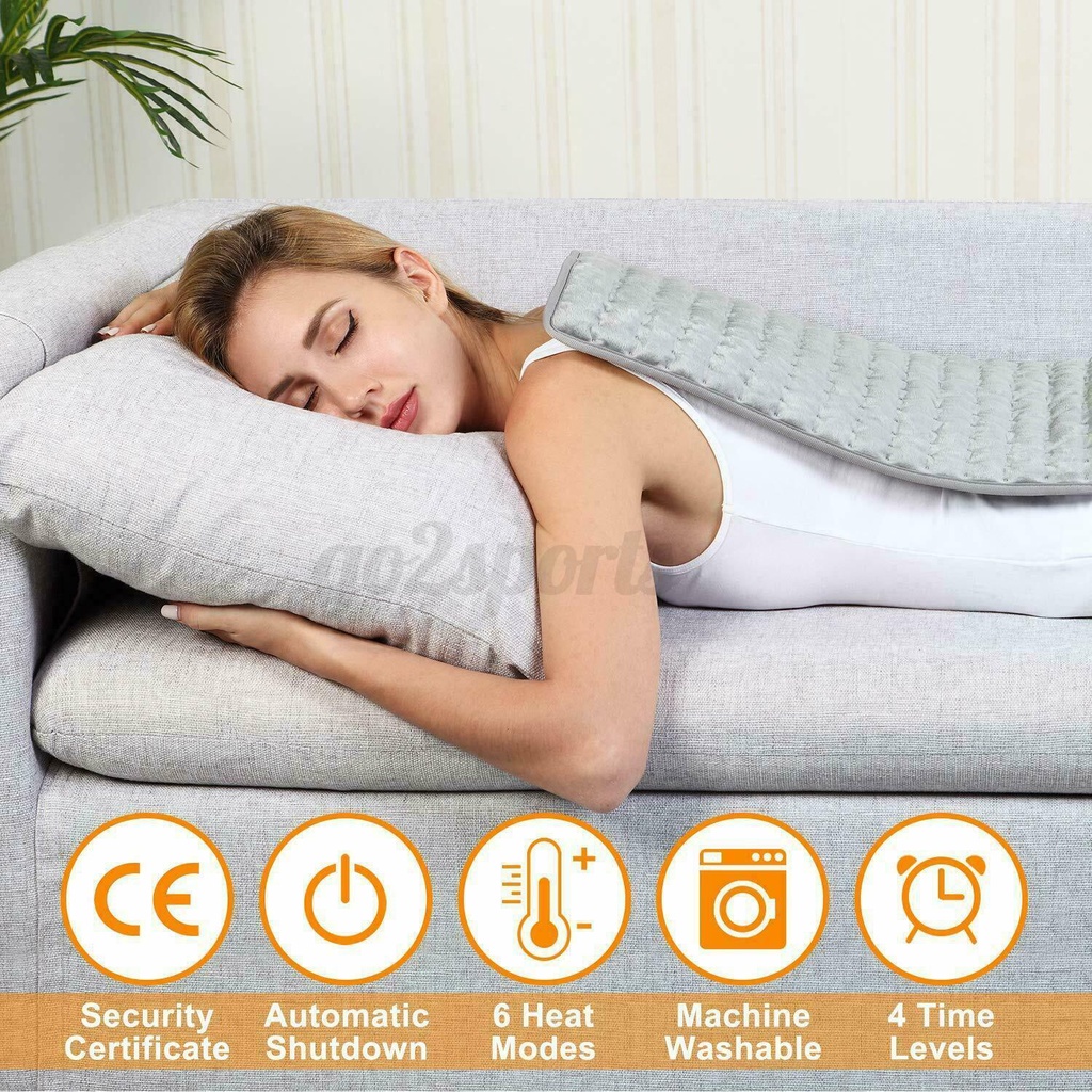 75 x 40cm Adjustment 6-Level Electric Heating Pad Back Neck Massager Warming Physiotherapy Fast Heat Mat Relief Pain