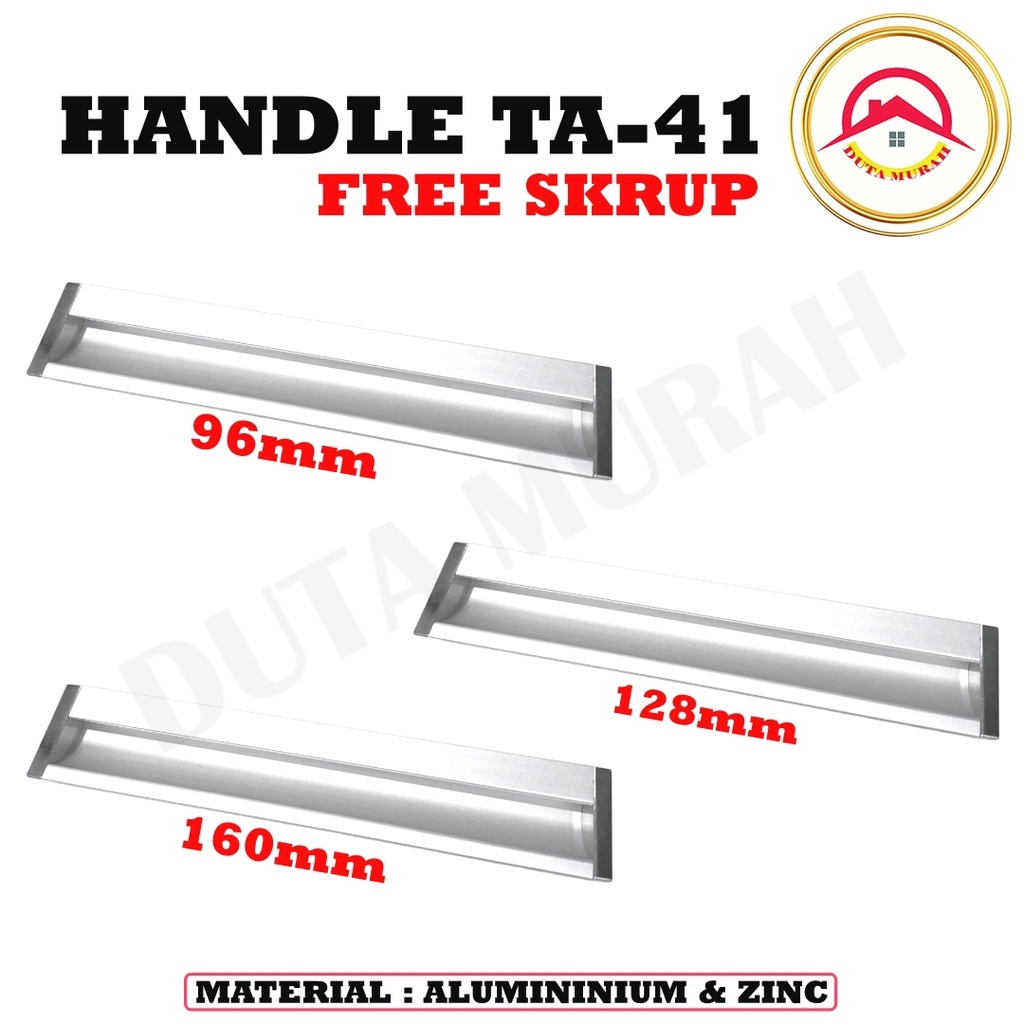 Tarikan TA-41 HUBEN Aluminium / Handle Tanam Handle Lemari Pintu Laci Rumah Sliding Geser Dapur Gagang murah