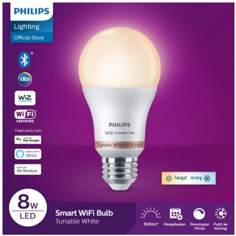 Philips Lampu Smart WiFi LED 8W 8 watt Tunable White Wiz &amp; Google