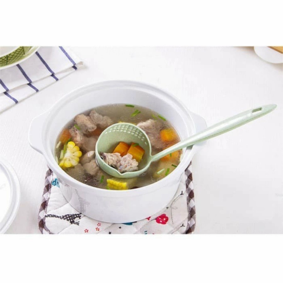 Sendok Sayur 2in1 Kuah + Saringan / Centong Kuah Jerami Food Grade Anti Panas Sup Baso / Tirisan Sayur Soup / Souvenir Pernikahan Unik Warna Pastel