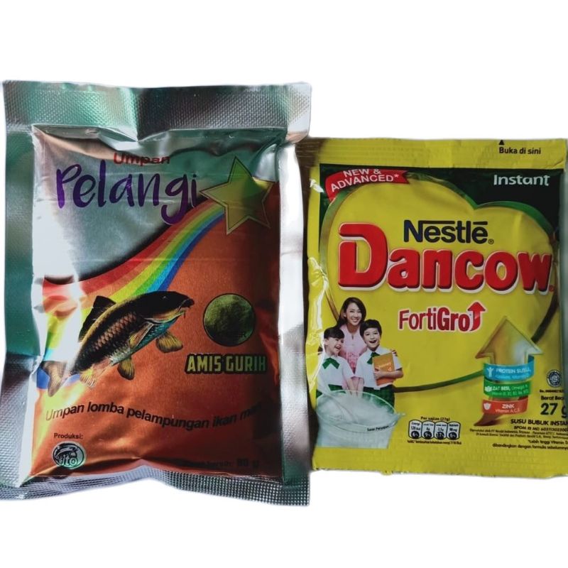 Umpan pancing paket ikan mas pelangi amis gurih dancow khusus ikan mas