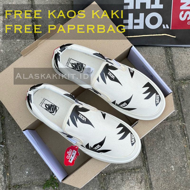 SEPATU VANS SLIP ON TERBARU + KAOS KAKI / vans slip-on RASTA cream black premium quality