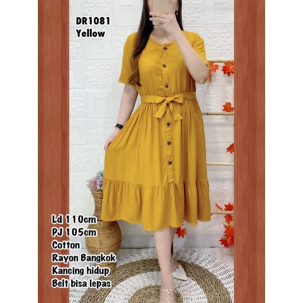 DRESS CANTK KANCING DEPAN BAHAN RAYON FRIENDHLY BUSUI