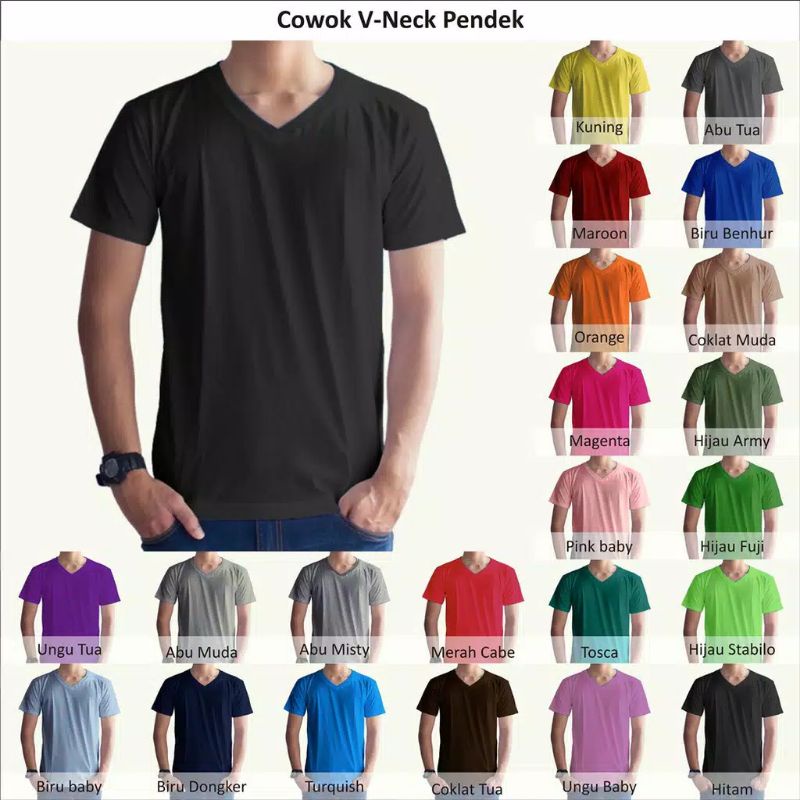 kaos polos v neck size S-5XL