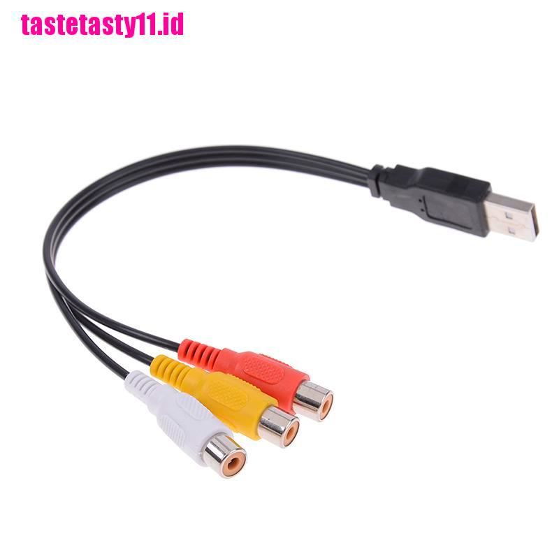 【TTID】USB male plug to 3 rca female adapter audio converter cable usb to rca