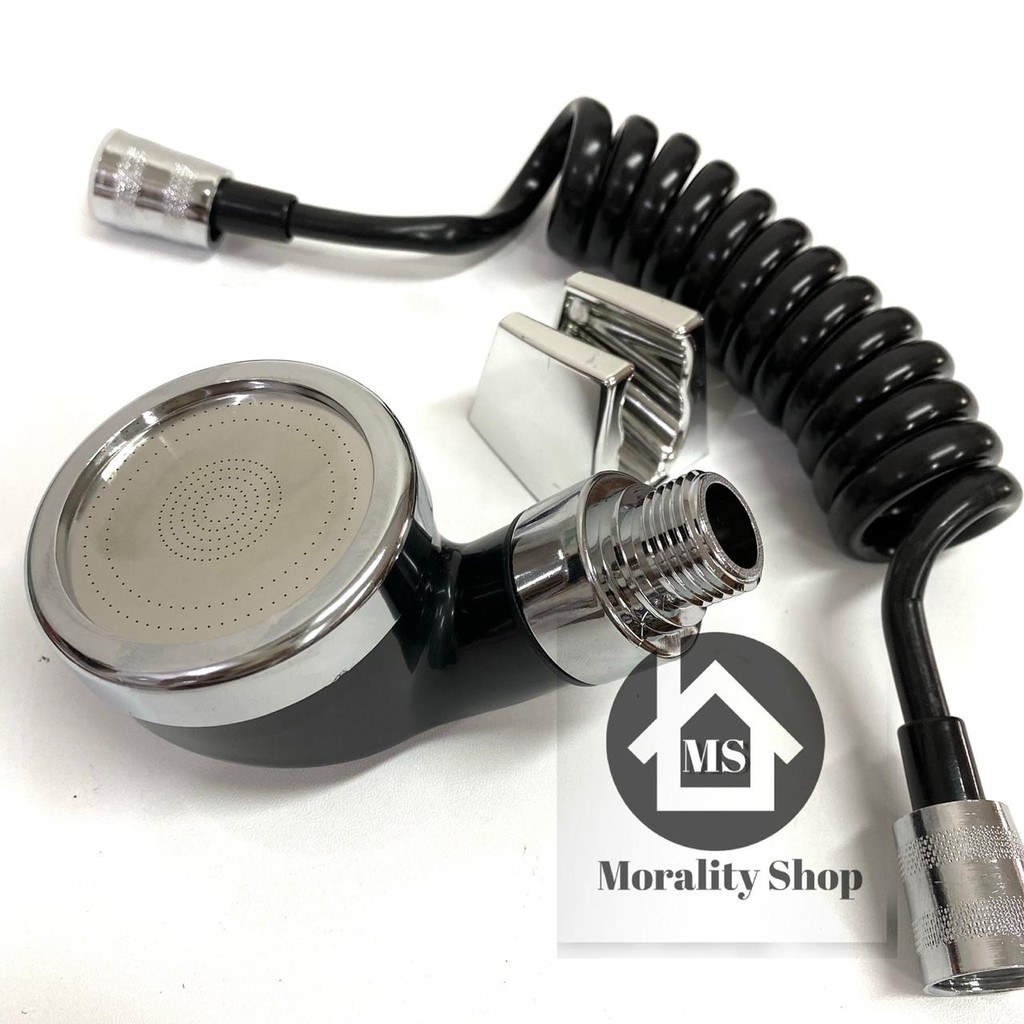 Hand shower MINI SALON HITAM 1072 -saving Handshower selang telepon hemat air BLACK B41