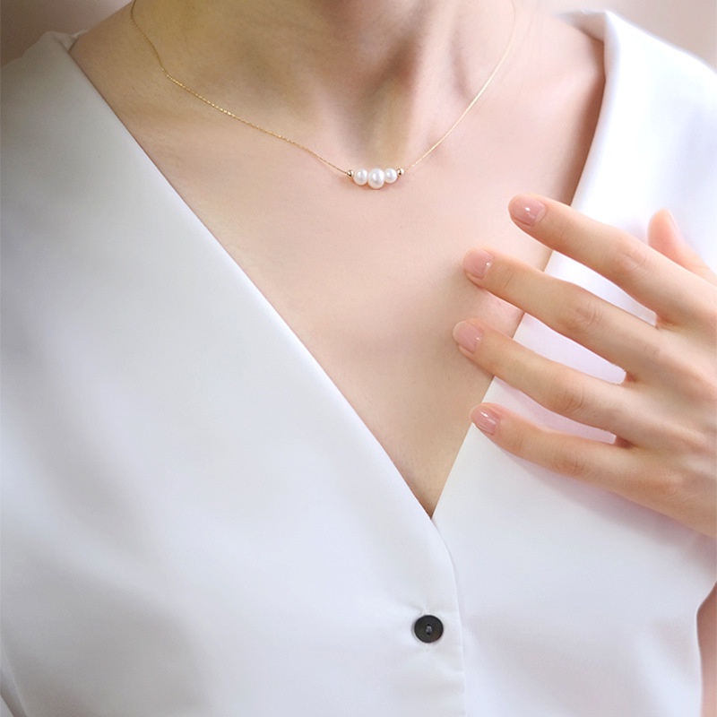 Korean Pearl Necklace Girls Exquisite Ins Simple Clavicle Necklace Fashion Accessories Gift Sweet Heart Jewelry