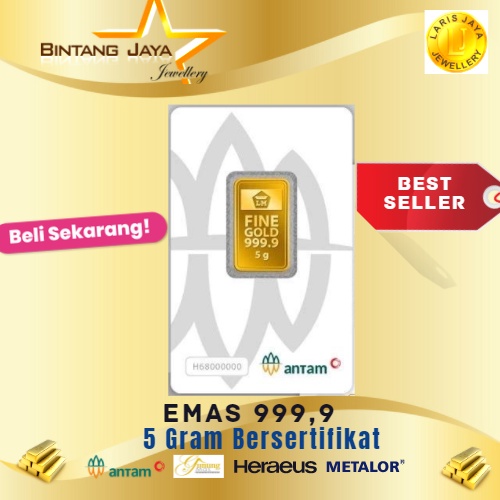 CERTIEYE PRESS &amp; RETRO RESMI MURAH ANTAM LOGAM MULIA 9999 EMAS 5 G/gr/gram