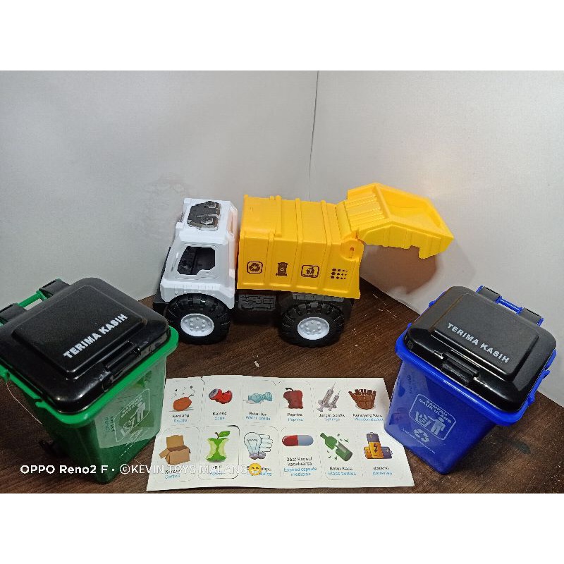 AK 99 MAINAN HEAVY TRUCK COMPACTOR PLUS TEMPAT SAMPAH BESAR 2PCS / MAINAN DUMP TRUK SAMPAH