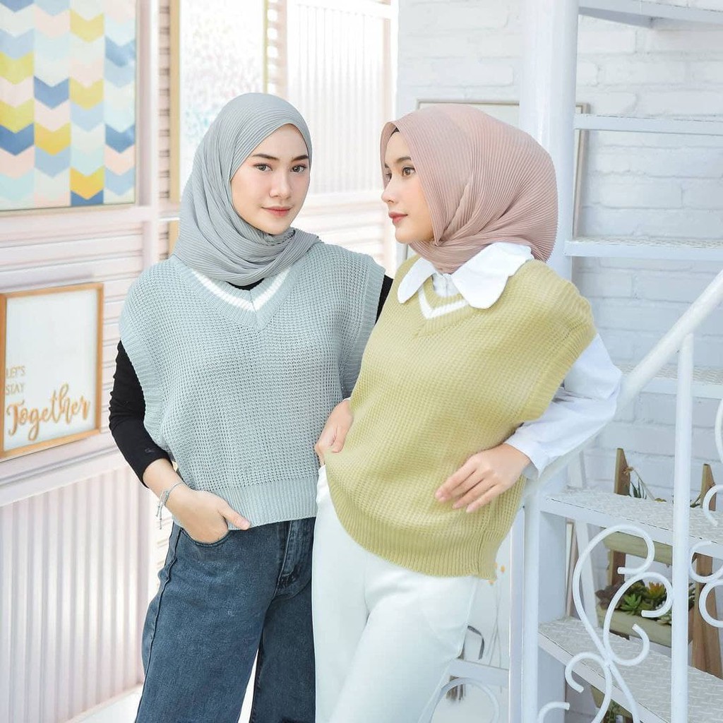 Nara Grosir - Vivi List Vest | Fashion Terkini | Sweater Termurah