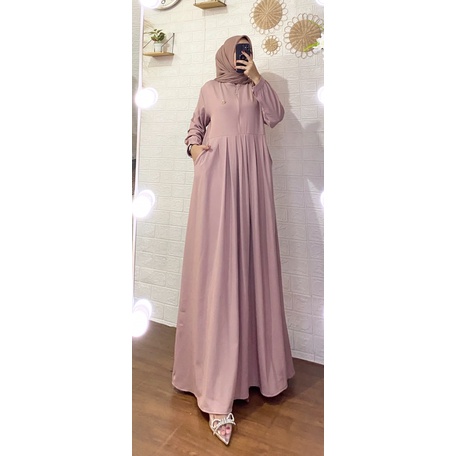 Fikha Dress - Gamis polos wanita, Bahan Shakila premium