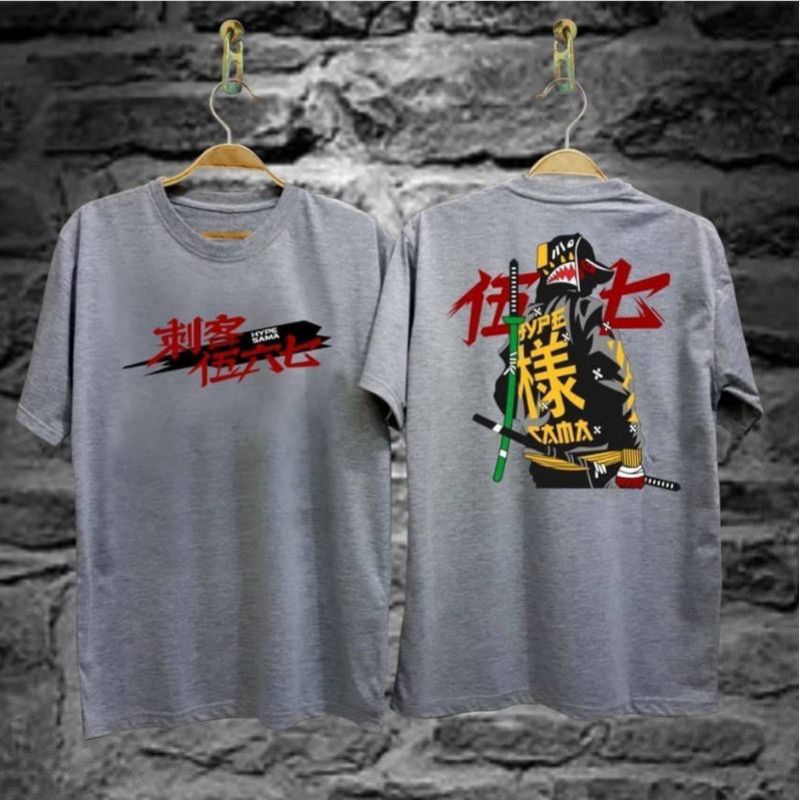 KAOS JEPANG ABU-ABU LENGAN PENDEK DISTRO TERBARU