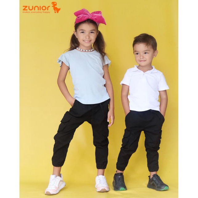 Celana Anak Jogger Cargo Zunior Premium Hitam