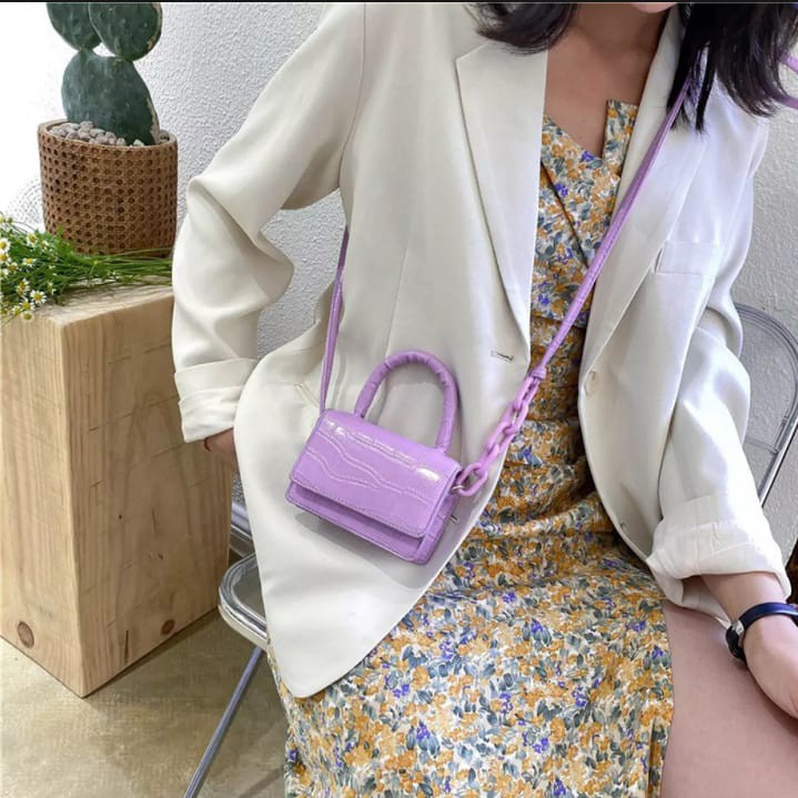 Tas Slempang Mini Wanita / Slingbag Mini Terbaru / Tas Selempang CROCO RANTAI CRISTINE