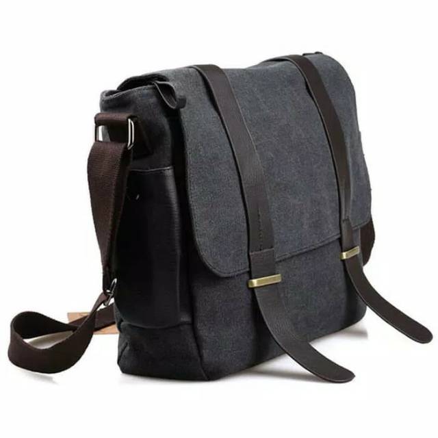 Tas Selempang Pria / Canvas Messenger Bag
