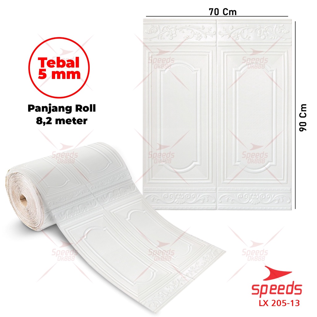 SPEEDS Perekat Wallpaper Dinding 3D Motif Foam Batu Bata Per Lembar 205-11-Jndla Putih 8.2m 5mm