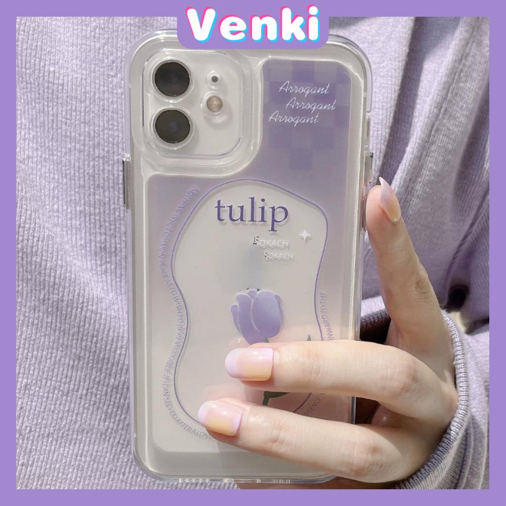 iPhone Case Silicone Soft Case Shockproof Camera Cover Protection Plating Button Purple Tulip Flower Compatible For iPhone 11 iPhone 13 Pro Max iPhone 12 Pro Max iPhone 7 Plus